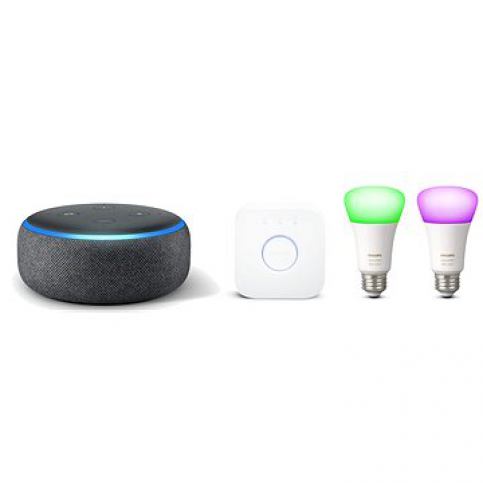 Philips Hue White and Color Ambiance 2pack starter kit + Amazon Echo Dot 3.gen Charcoal - alza.cz