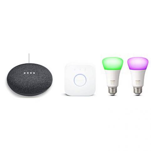 Philips Hue White and Color Ambiance 2pack starter kit + Google Home Mini Charcoal - alza.cz