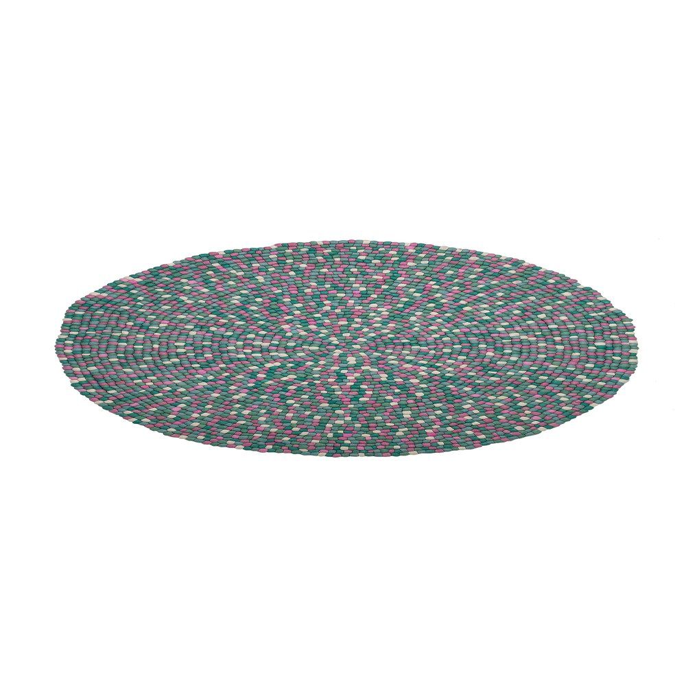 Růžovo-zelený kulatý koberec z filcových kuliček ø 140 cm AMDO - Beliani.cz