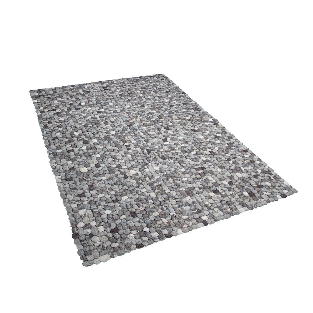 Hnědo-šedý koberec z filcových kuliček 160 x 230 cm AMDO - Beliani.cz