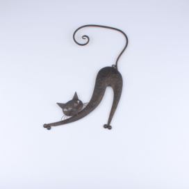 Hnědá kovová nástěnná dekorace Dakls Cat