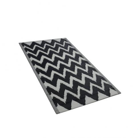 Černý venkovní koberec s cik-cak vzorem 90x180 cm SIRSA - Beliani.cz