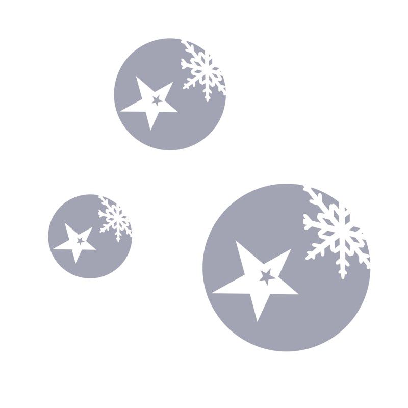  Koule s vločkou a hvězdou - vánoční samolepky na okno  - Pieris design