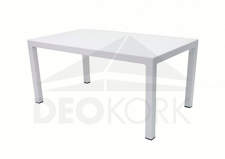 Deokork Zahradní stůl z umělého ratanu MANHATTAN 161x95 cm (bílá) - ATAN Nábytek