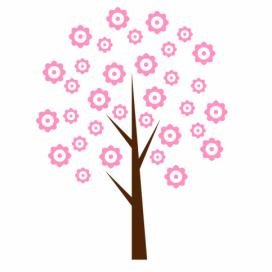  Strom kvetoucí třešeň - samolepka na zeď 