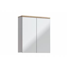 Skříňka se zrcadlem Bali White 84060 cm Dub wotan / Bílý mat