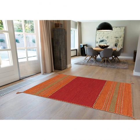 Červený ručně vyráběný bavlněný koberec Arte Espina Navarro 2920, 120 x 170 cm - Bonami.cz