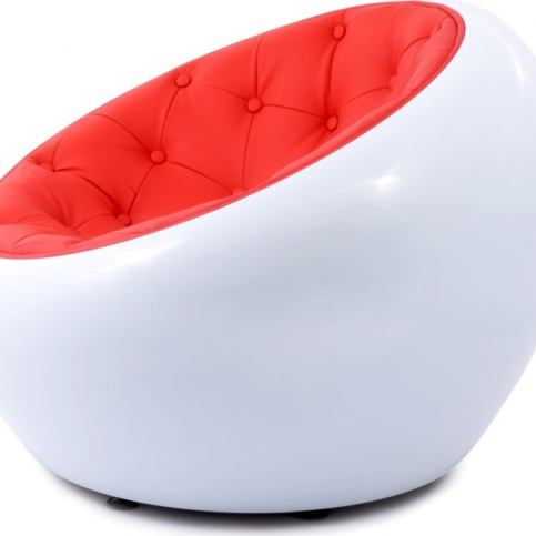 Mørtens Furniture Prošívané křeslo, bílá/červená, pro relax, tvarované, ekokůže - M DUM.cz