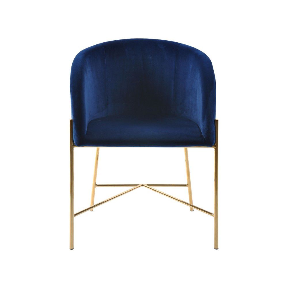 Tmavě modrá židle s nohami ve zlaté barvě Interstil Nelson - Bonami.cz