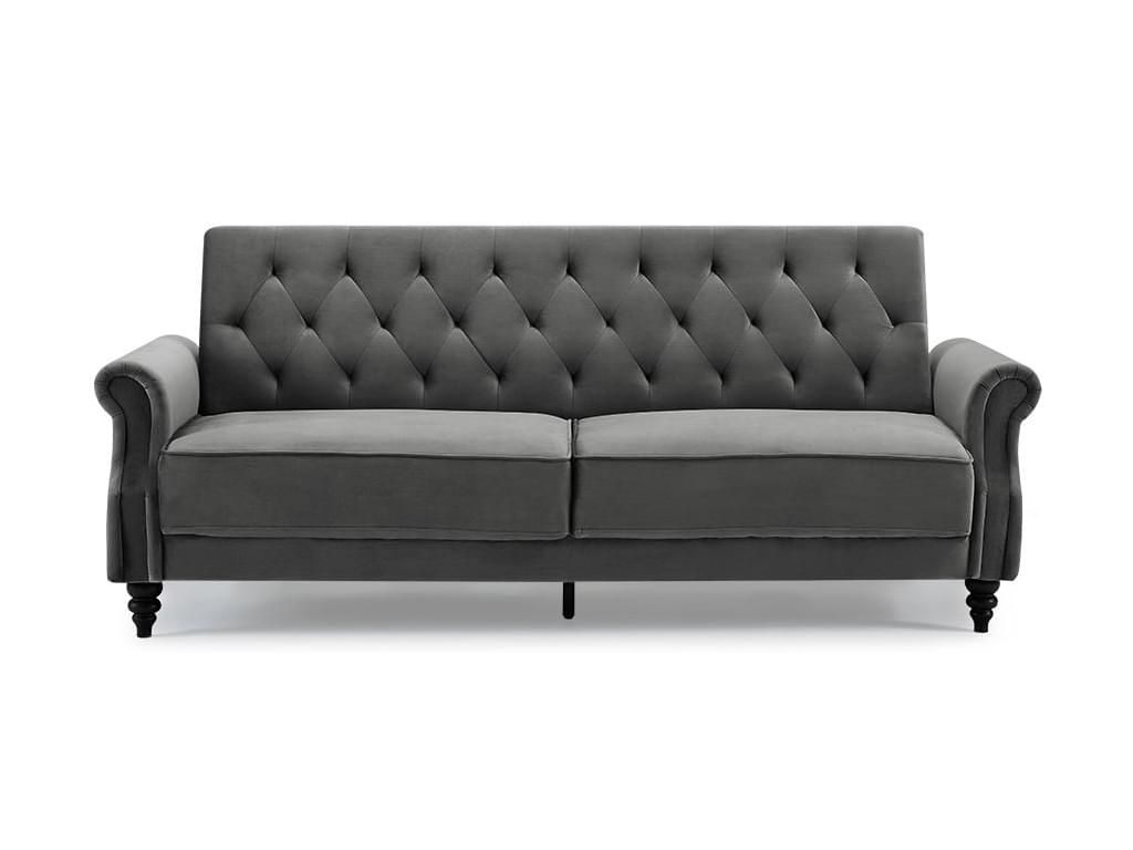 LuxD Designová rozkládací sedačka Scarlet Belle II, 220 cm, šedá, samet - MUJ HOUSE.cz