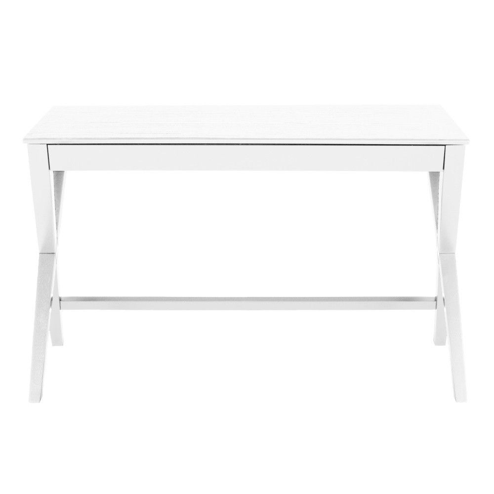 Bílý dřevěný pracovní stůl Text 120 x 60 cm - Bonami.cz