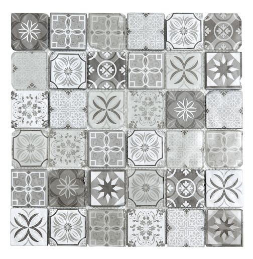 Skleněná mozaika Premium Mosaic černobílá 30x30 cm mat / lesk PATCHWORK48MIX1 - Siko - koupelny - kuchyně