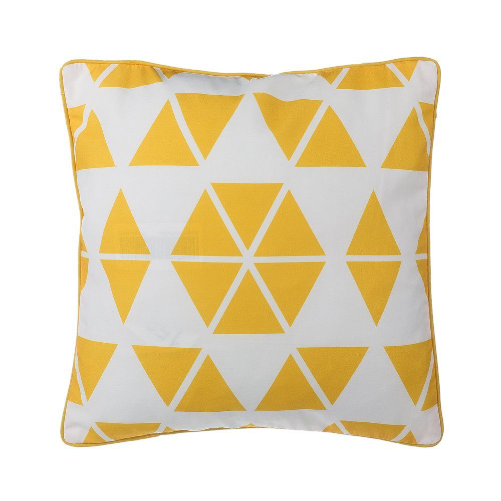 Bílý dekorativní polštář v žluté trojúhelníky 45 x 45 cm PANSY - Beliani.cz