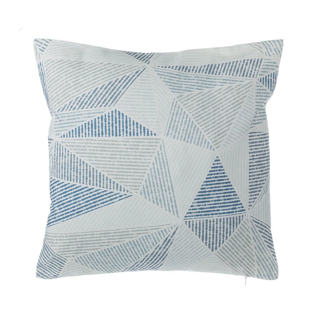 Dekorativní polštář s geometrickým vzorem trojúhelníků v modré a šedé barvě 45 x 45 cm BRUNNERA - Beliani.cz