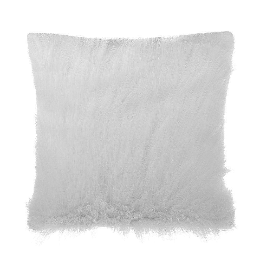 Dekorativní polyesterový polštář (umělá kožešina) ve světle béžové barvě 45 x 45 cm DAISY - Beliani.cz