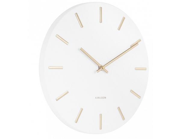 Bílé nástěnné hodiny s ručičkami ve zlaté barvě Karlsson Charm, ø 30 cm - Bonami.cz