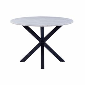 Scandi Bílý mramorový jídelní stůl Cody 110 cm