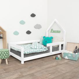 Benlemi Dětská postel domeček POPPI s bočnicí Zvolte barvu: Bílá, Rozměr: 90 x 200 cm, Strana: Vpravo