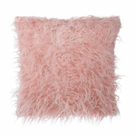 Dekorativní polyesterový polštář (umělá kožešina) v růžové barvě 45 x 45 cm DAISY