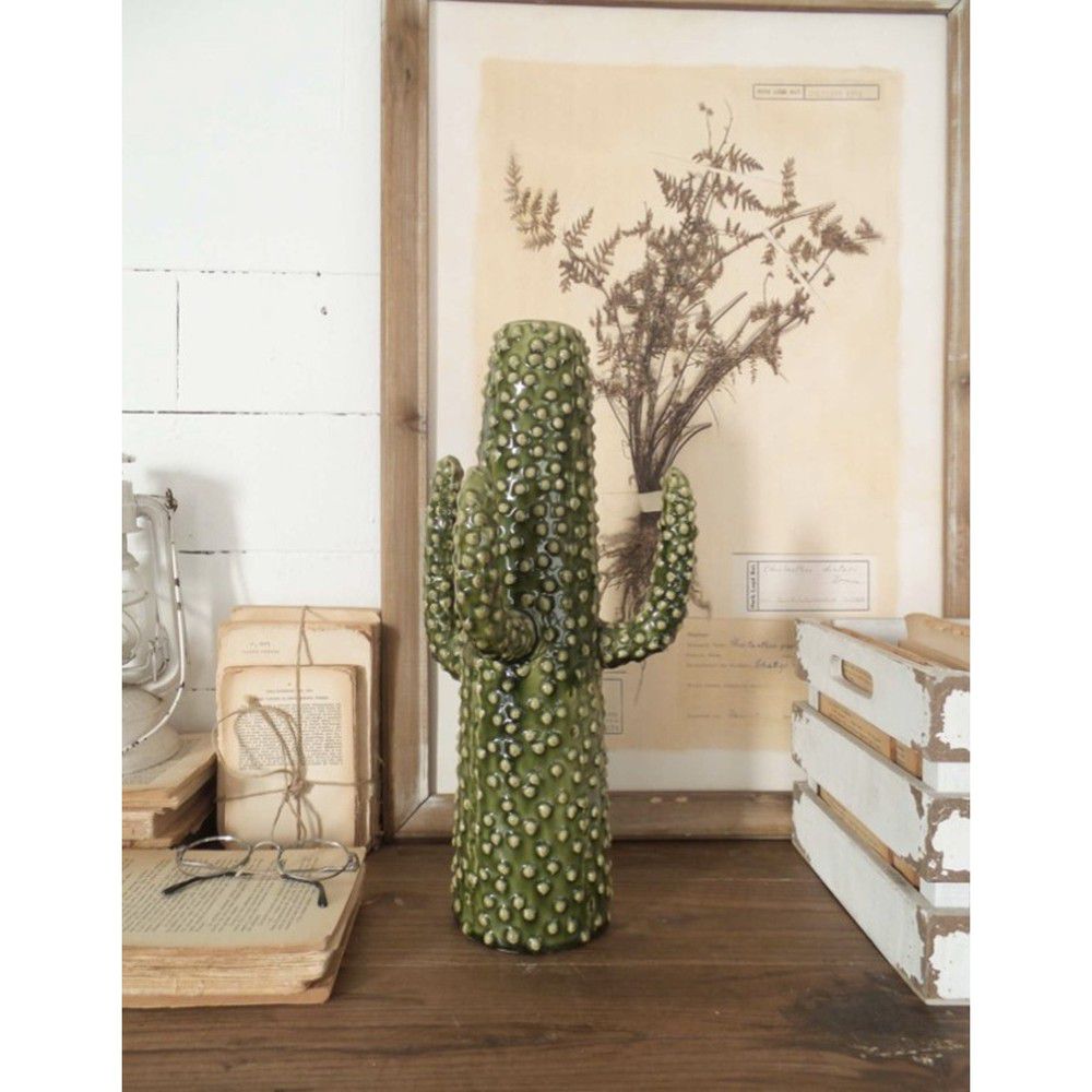Zelená keramická soška Orchidea Milano Cactus Summer In Italy, výška 41 cm - Bonami.cz