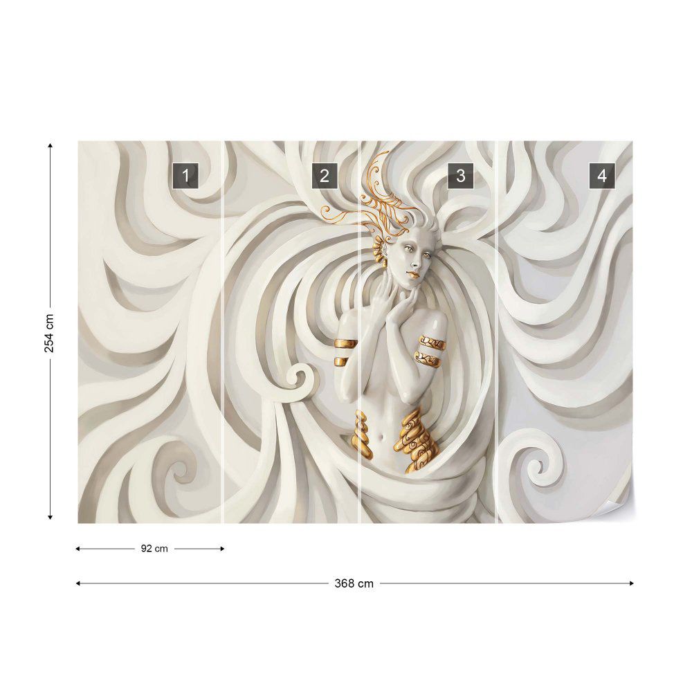 Fototapeta GLIX - 3D Classical Woman Stone Sculpture Swirls + lepidlo ZDARMA Papírová tapeta  - 368x254 cm - GLIX DECO s.r.o.