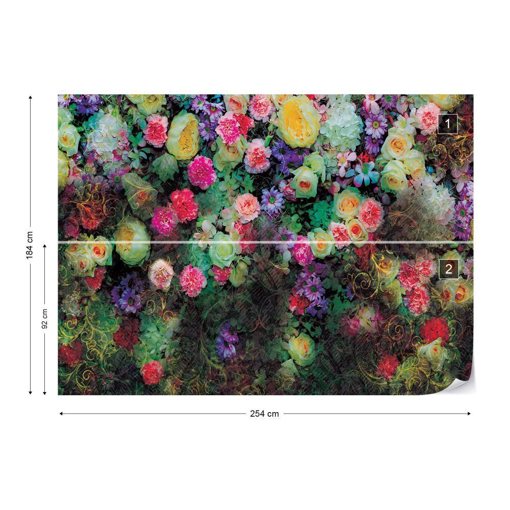 Fototapeta GLIX - Bright Flowers + lepidlo ZDARMA Papírová tapeta  - 254x184 cm - GLIX DECO s.r.o.