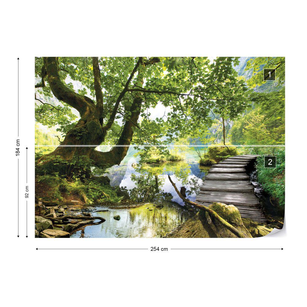 Fototapeta GLIX - Forest Lake Path + lepidlo ZDARMA Papírová tapeta  - 254x184 cm - GLIX DECO s.r.o.