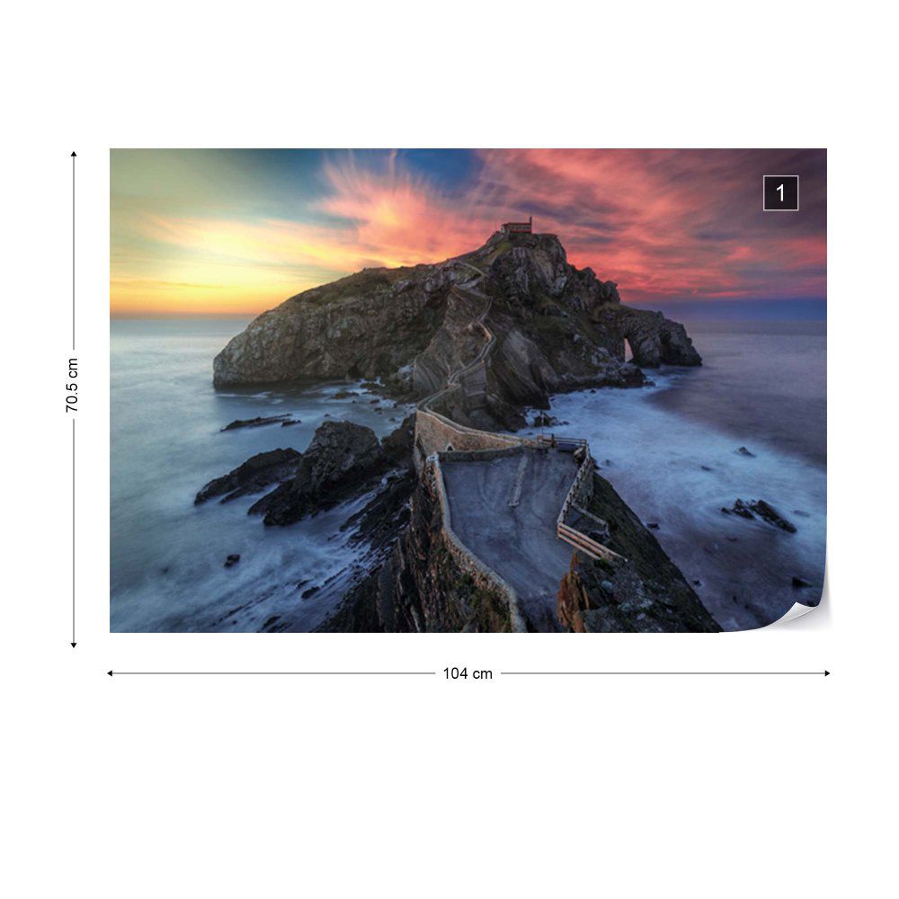 Fototapeta GLIX - Gaztelugatxe Sunset + lepidlo ZDARMA Vliesová tapeta  - 104x70 cm - GLIX DECO s.r.o.
