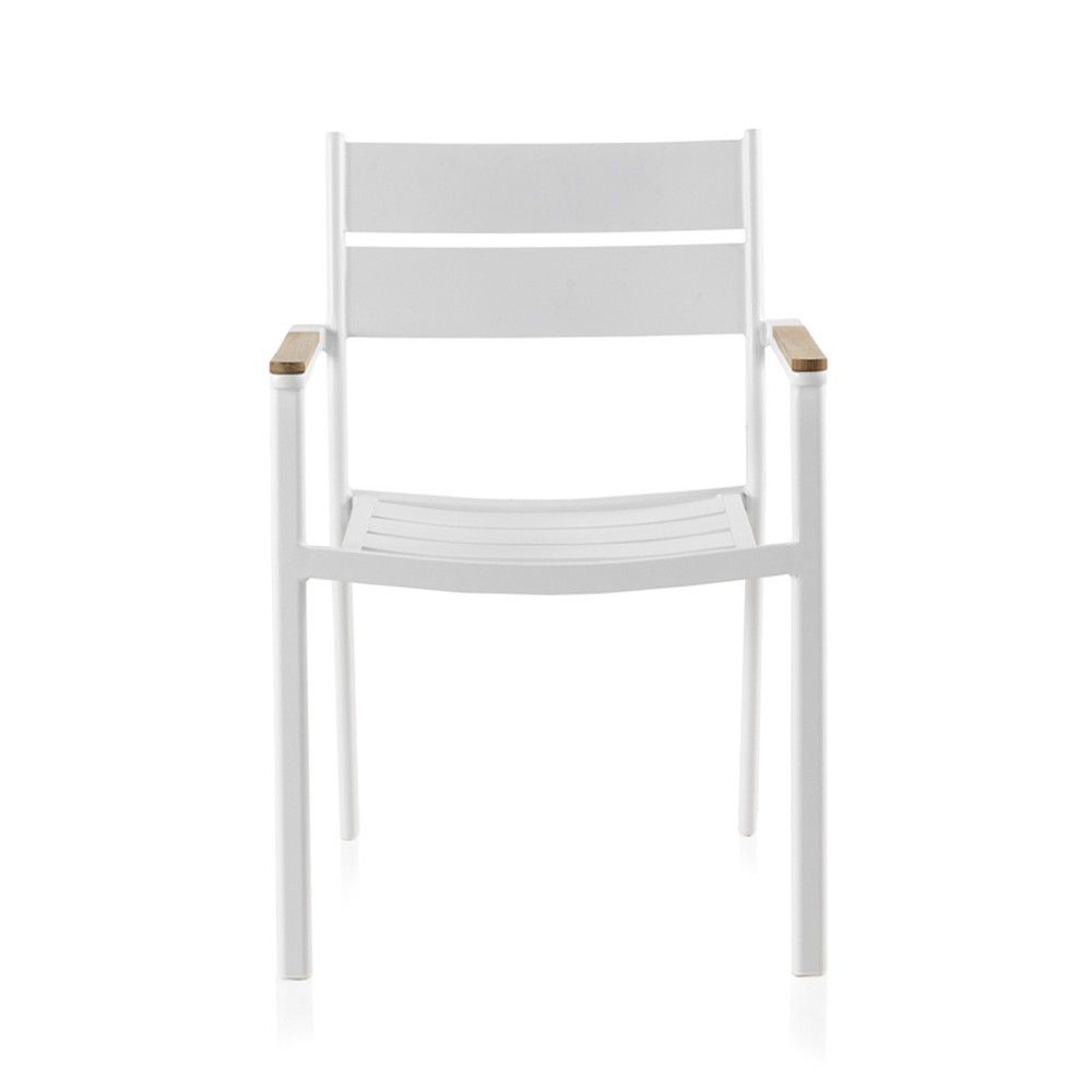 Bílá zahradní židle s týkovým dřevem Geese Giulia, šířka 56 cm - Bonami.cz