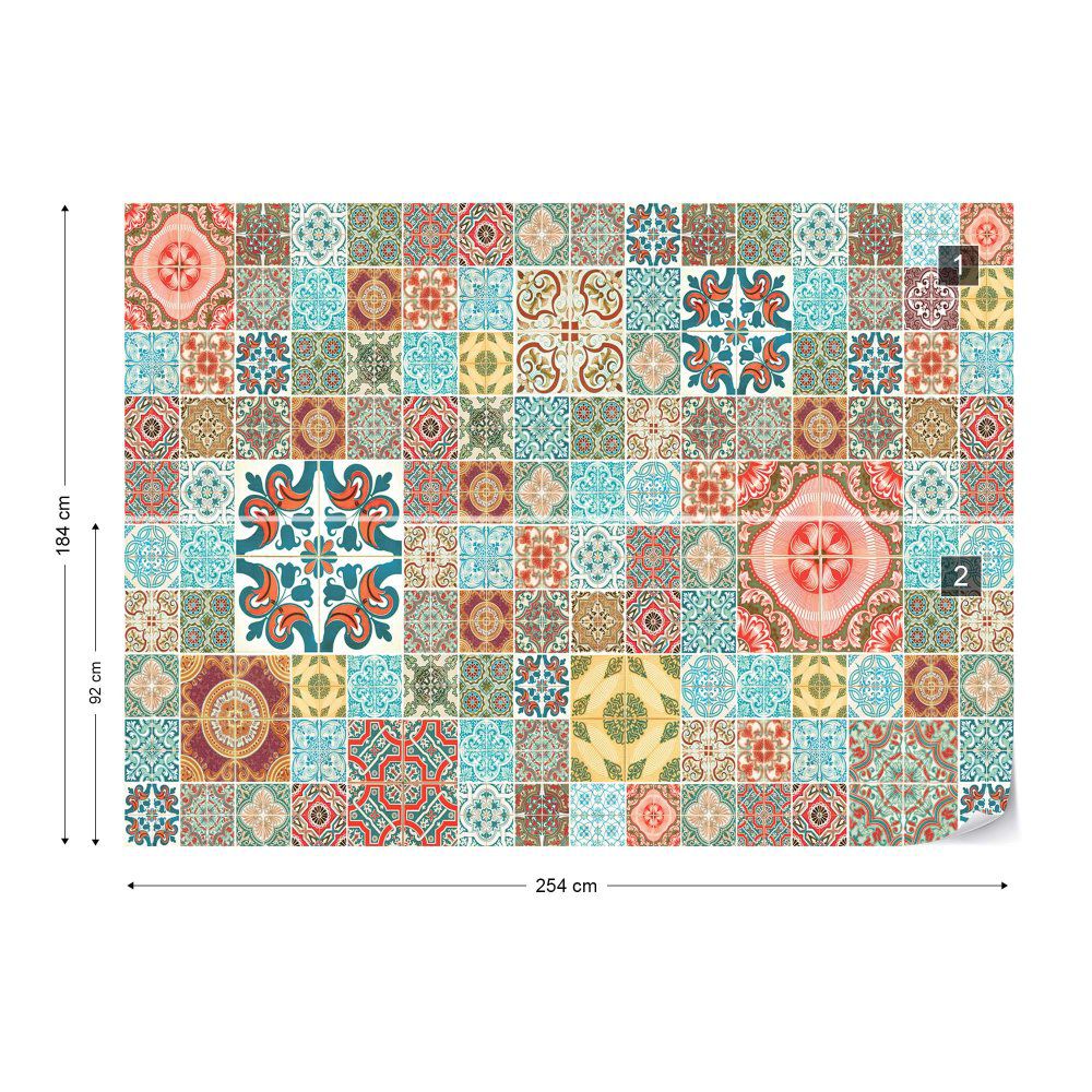 Fototapeta GLIX - Pattern Vintage Tiles + lepidlo ZDARMA Papírová tapeta  - 254x184 cm - GLIX DECO s.r.o.