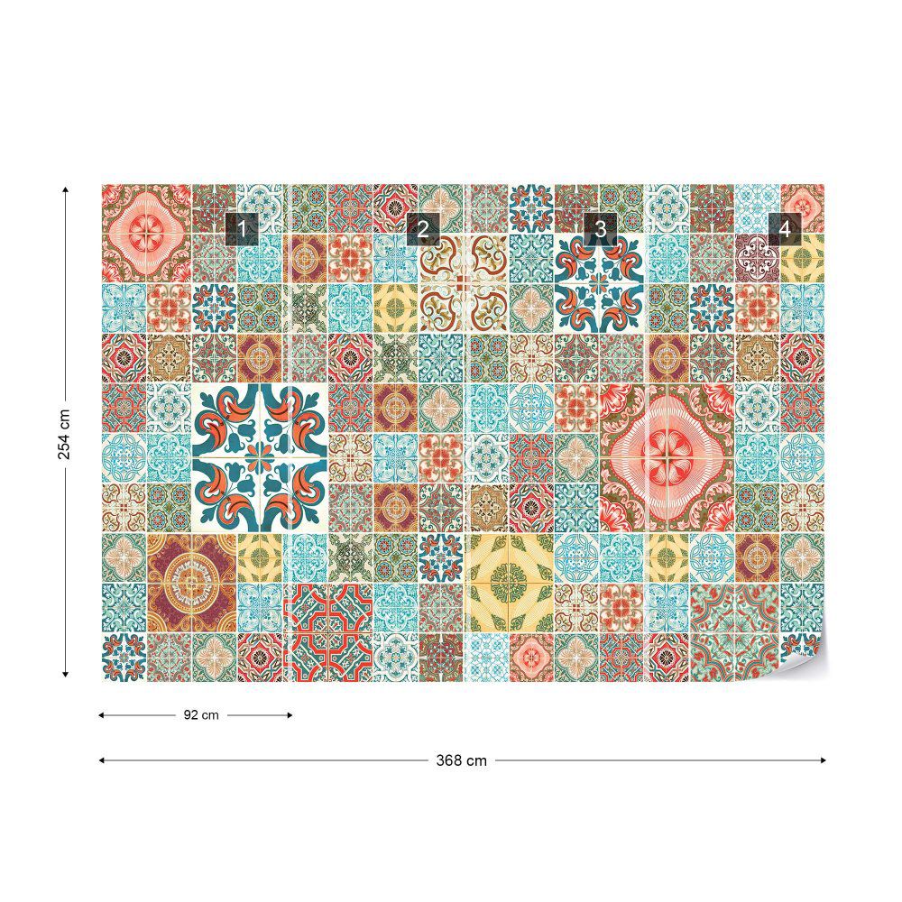 Fototapeta GLIX - Pattern Vintage Tiles + lepidlo ZDARMA Papírová tapeta  - 368x254 cm - GLIX DECO s.r.o.