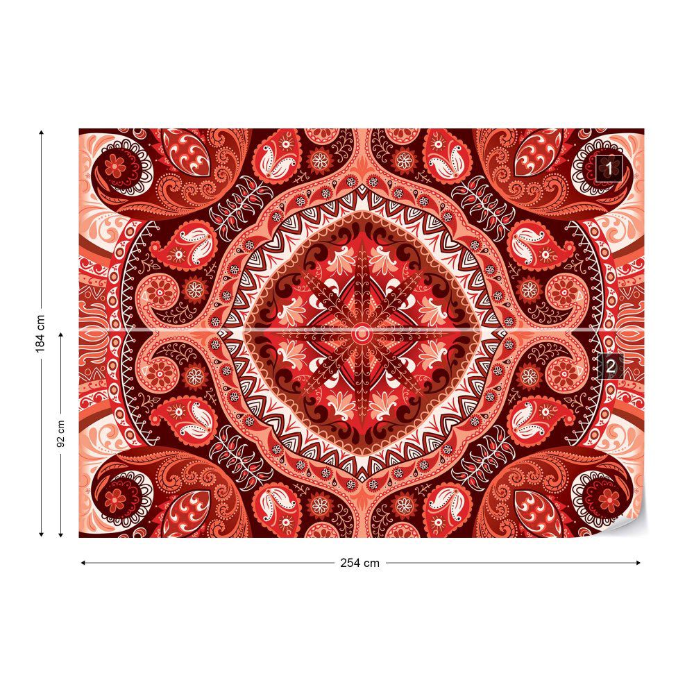 Fototapeta GLIX - Red Pattern + lepidlo ZDARMA Papírová tapeta  - 254x184 cm - GLIX DECO s.r.o.