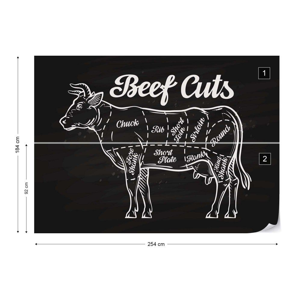 Fototapeta GLIX - Retro Poster \"Beef Cuts\" + lepidlo ZDARMA Papírová tapeta  - 254x184 cm - GLIX DECO s.r.o.