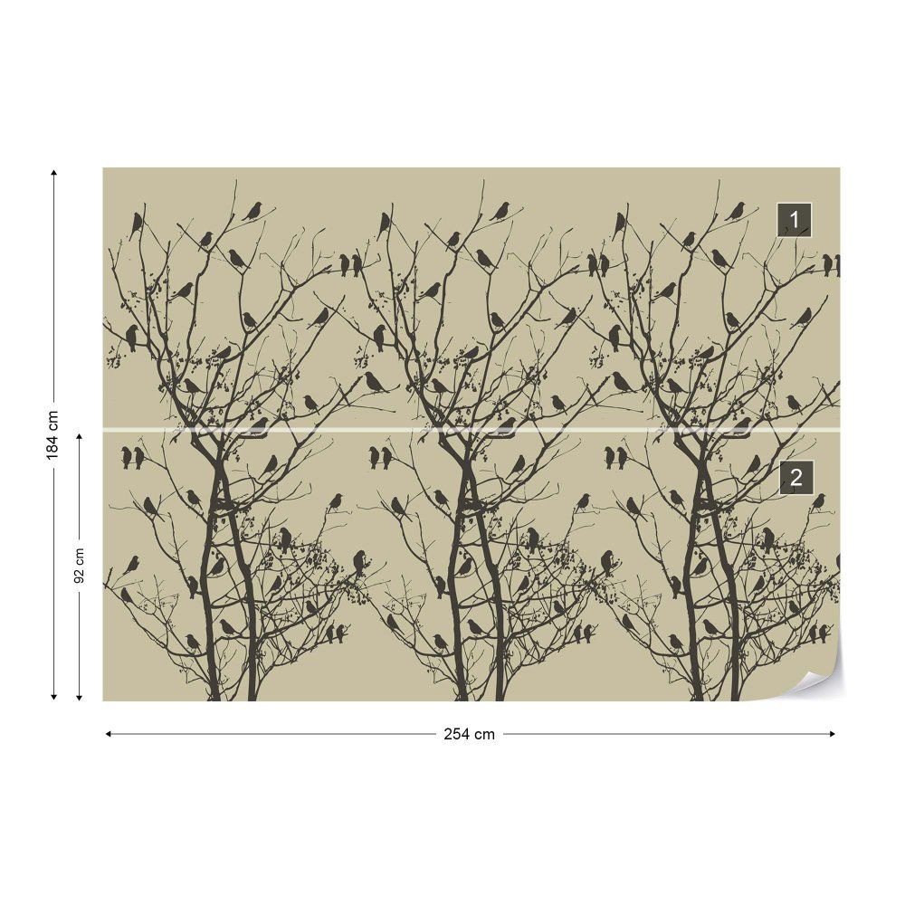 Fototapeta GLIX - Silhouette Tree And Birds 2 + lepidlo ZDARMA Papírová tapeta  - 254x184 cm - GLIX DECO s.r.o.