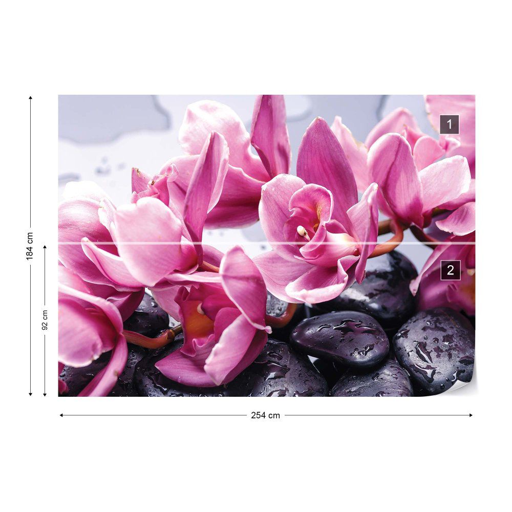 Fototapeta GLIX - Spa Flowers Pebbles Zen + lepidlo ZDARMA Papírová tapeta  - 254x184 cm - GLIX DECO s.r.o.