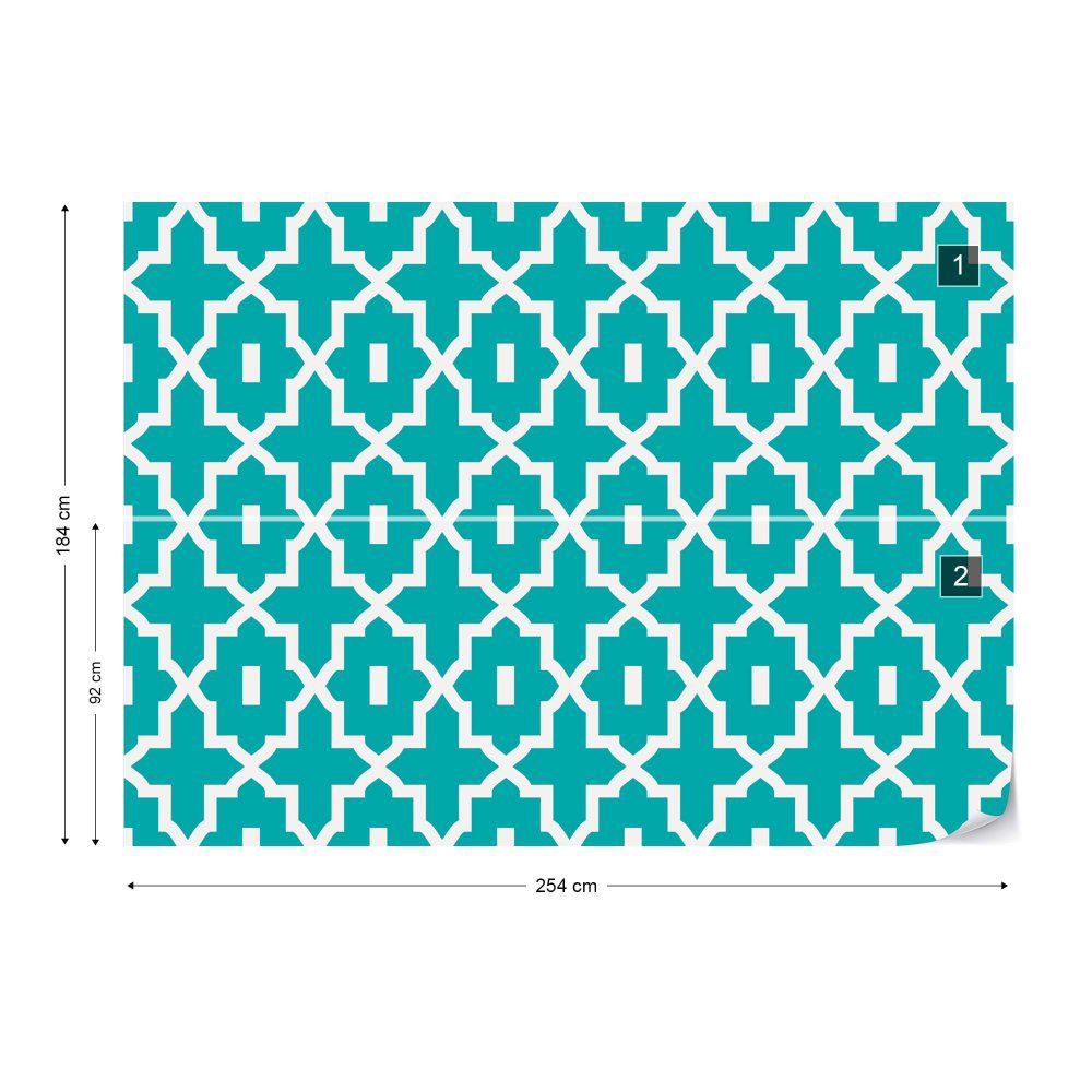 Fototapeta GLIX - Turquoise Geometric Pattern + lepidlo ZDARMA Papírová tapeta  - 254x184 cm - GLIX DECO s.r.o.