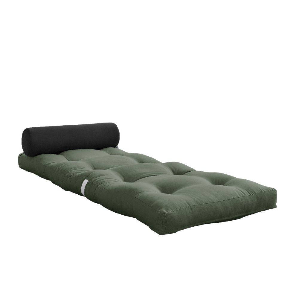 Zelenošedá futonová matrace 70x200 cm Wrap Olive Green/Dark Grey – Karup Design - Bonami.cz