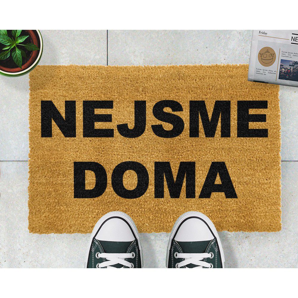 Rohožka z přírodního kokosového vlákna Artsy Doormats Nejsme doma, 40 x 60 cm - Bonami.cz