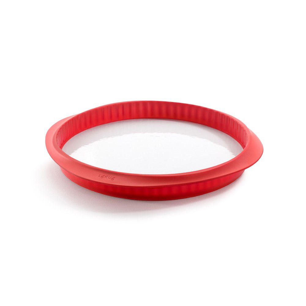 Červená silikonová forma s keramickým talířem na quiche Lékué Quiche, ⌀ 28 cm - Bonami.cz
