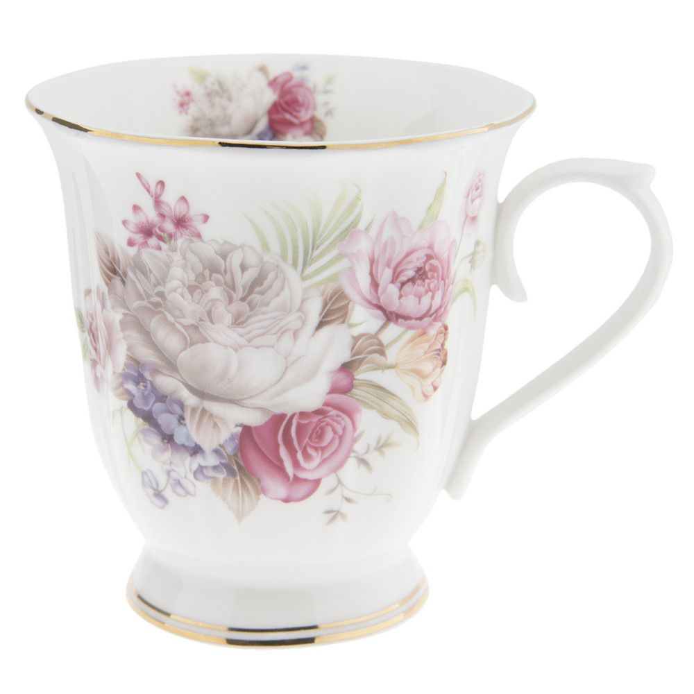 Porcelánový hrnek s květy -  Ø 12*9*10 cm Clayre & Eef - LaHome - vintage dekorace