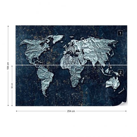 GLIX Fototapeta - Modern 3D World Map Papírová tapeta  - 254x184 cm - GLIX DECO s.r.o.