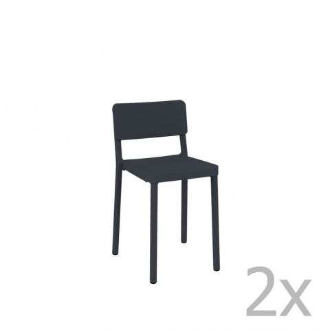 Sada 2 tmavě šedých barových židlí vhodných do exteriéru Resol Lisboa, výška 72,9 - Bonami.cz