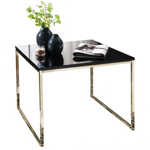 Černý konferenční stůl s nohami ve zlaté barvě Skyport Riva, 60 x 60 cm - Bonami.cz