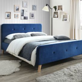 Čalouněná postel MALMO VELVET 160 x 200 cm modrá Matrace: Bez matrace