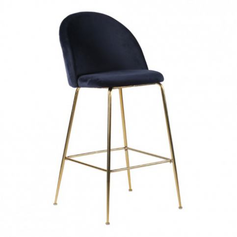 House Nordic Barová židle LAUSANNE velvet modrá/nohy mosaz - Alhambra | design studio
