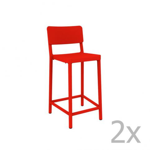 Sada 2 červených barových židlí vhodných do exteriéru Resol Lisboa Simple, výška 92,2 - Bonami.cz