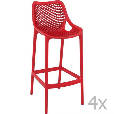 Sada 4 červených barových židlí Resol Grid Simple, výška 75 cm - Bonami.cz