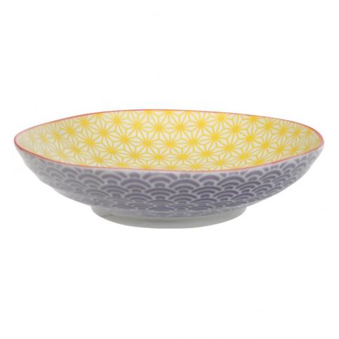 Fialovo-žlutý porcelánový talíř na těstoviny Tokyo Design Studio Star/Wave - Bonami.cz