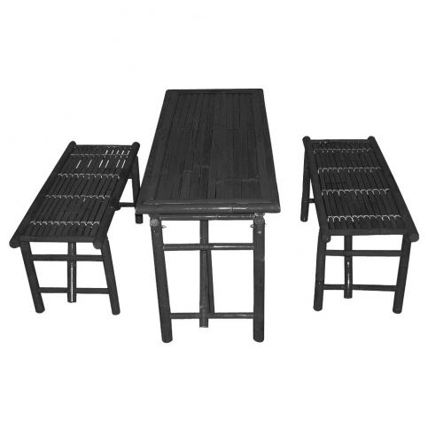 Set černého stolu a 2 lavic z bambusu Leitmotiv - Bonami.cz