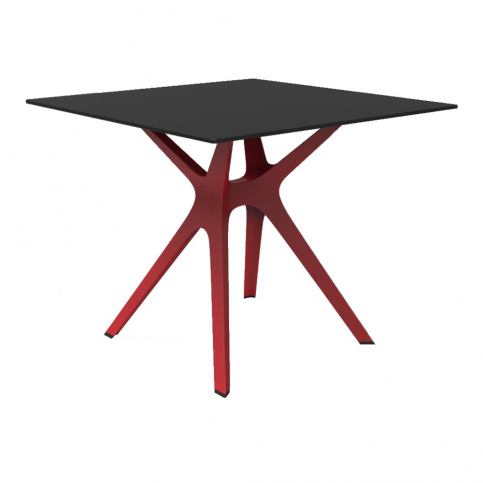 Jídelní stůl s červenýma nohama a černou deskou vhodný do exteriéru Resol Vela, 90 - Bonami.cz